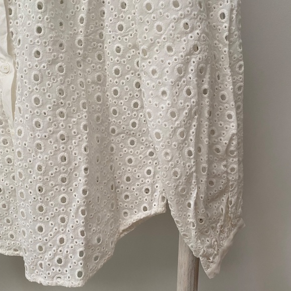 MNG by Mango Elegant Stylish White Open Eyelet 100% Cotton Blouse Shirt Size S - Picture 5 of 8